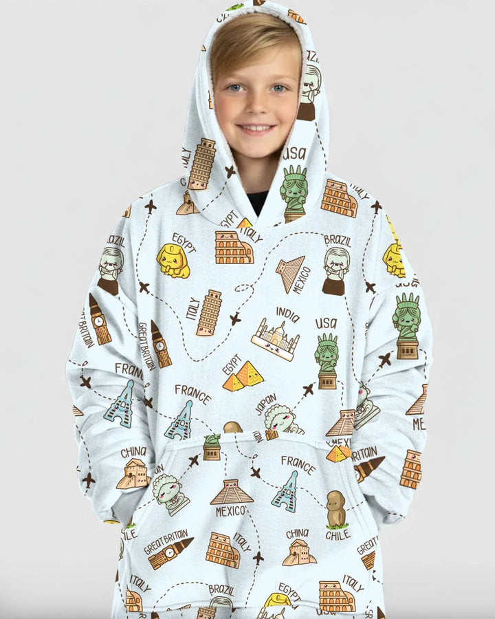 Kawaii World Tour Tragbarer Bambus-Deckenhoodie