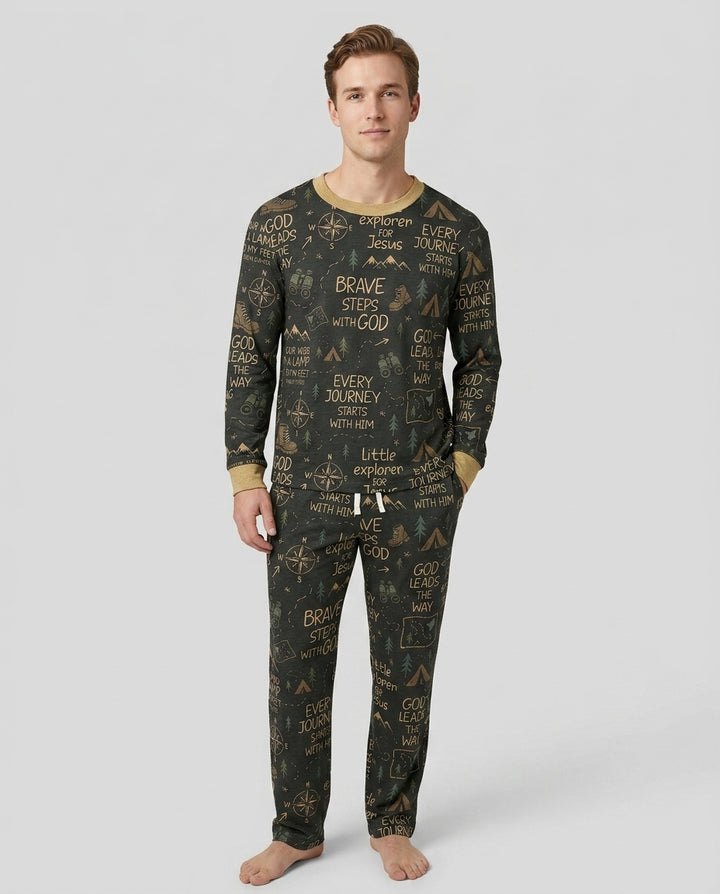 Little Explorer God Leads The Way Bamboo Men's Pajama Set