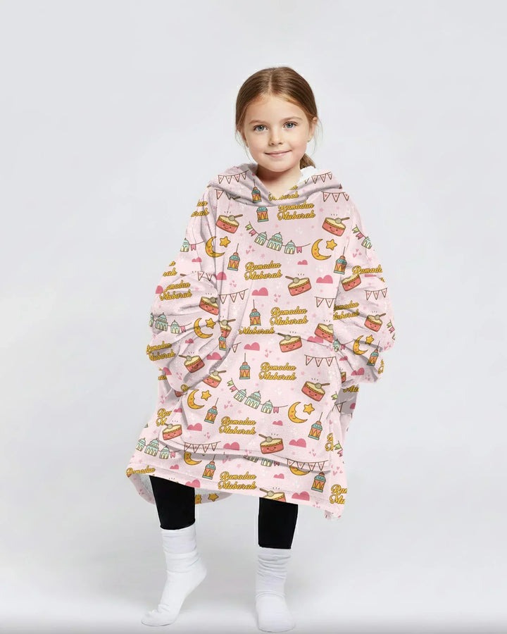 Ramadan Mubarak Wearable Bamboo Blanket Hoodie