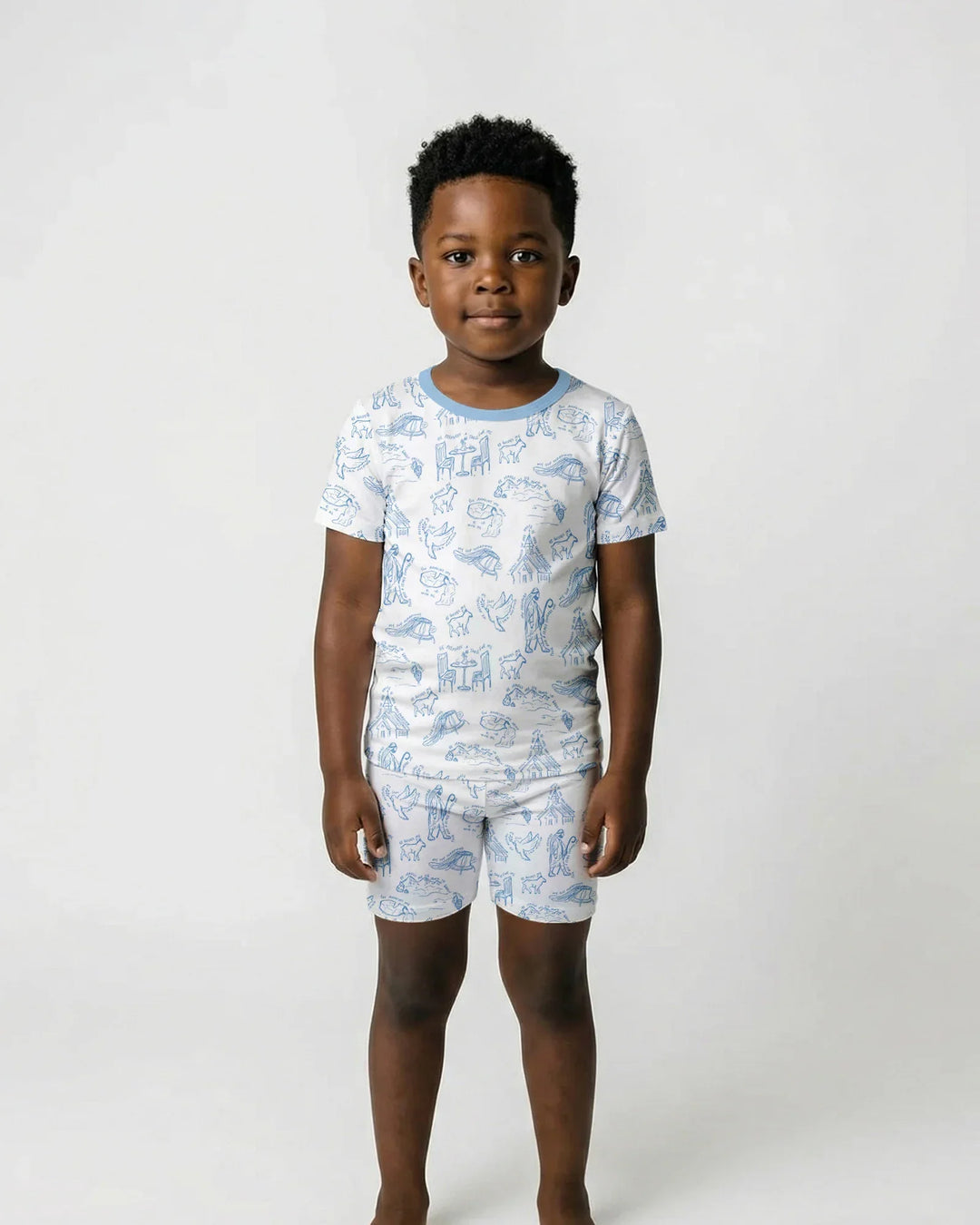 Psalm 23 Sketch Bamboo Two Piece Short Sleeve Shorts Pajama Set
