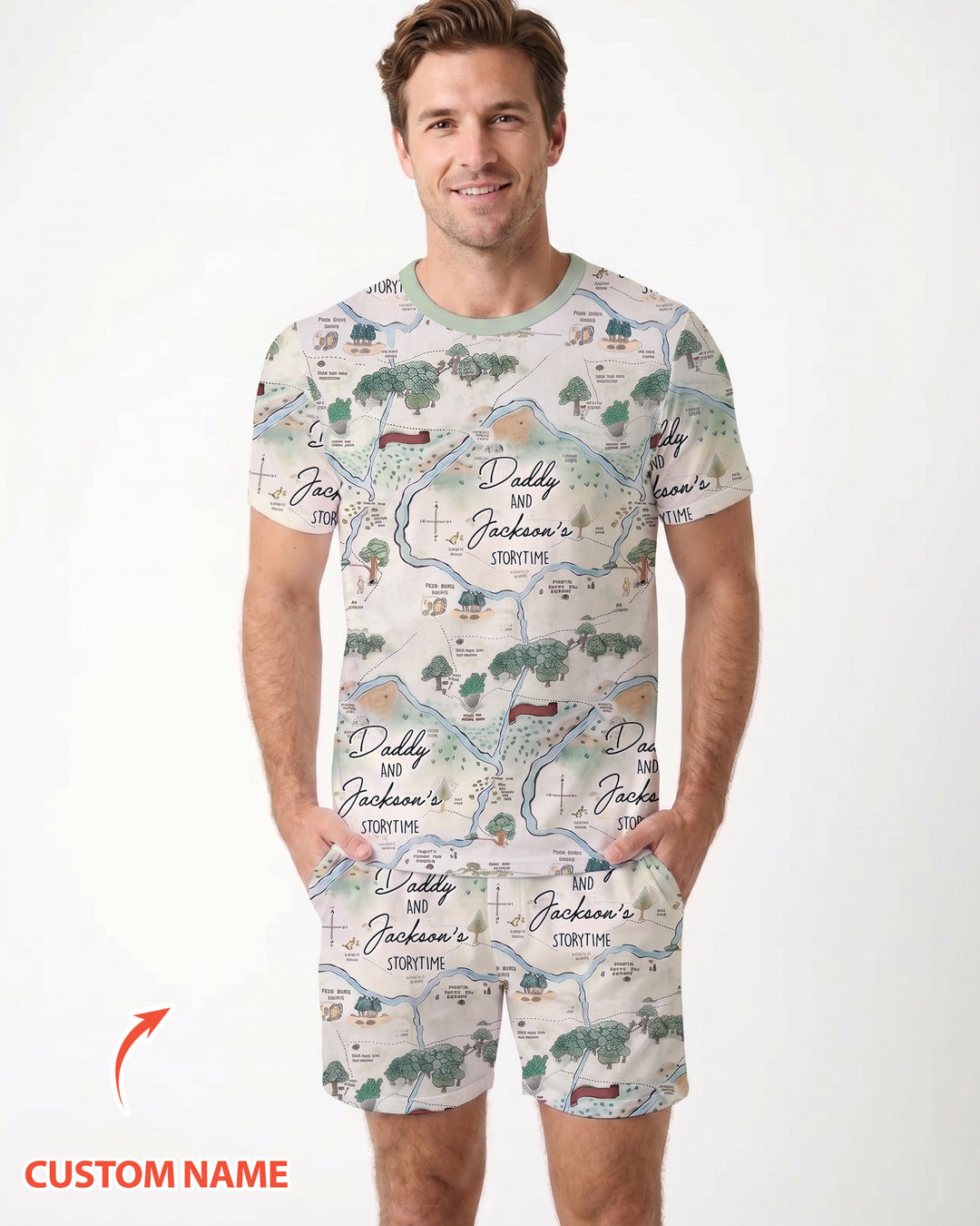 Mommy Daddy And Me Bedtime Story Family Matching Bamboo Men Short Sleeve Short Pajama Set