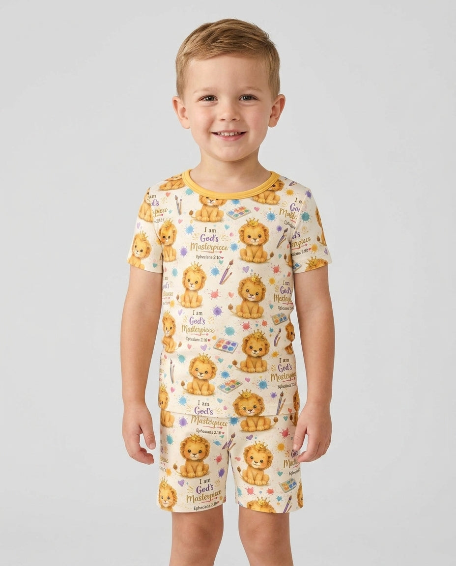 Template Zweiteiliges Pyjama-Set mit kurzen Ärmeln und Shorts