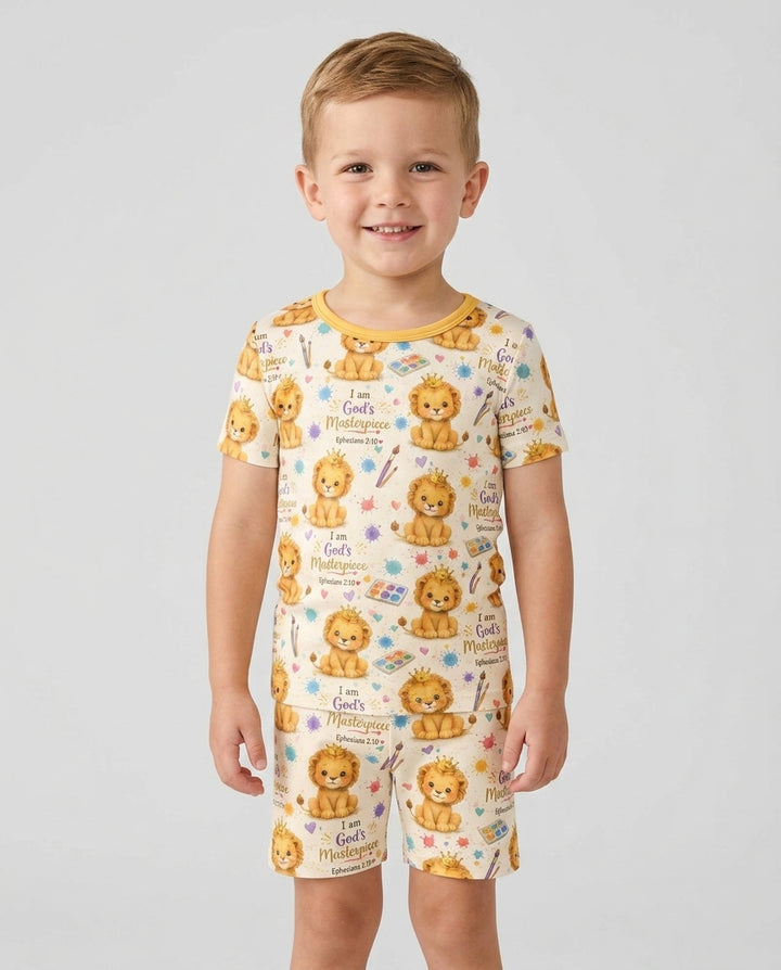 Template Zweiteiliges Pyjama-Set mit kurzen Ärmeln und Shorts