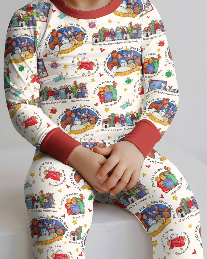 Away In A Manger Blessings Bamboo Two Piece Long Sleeve Pajama Set