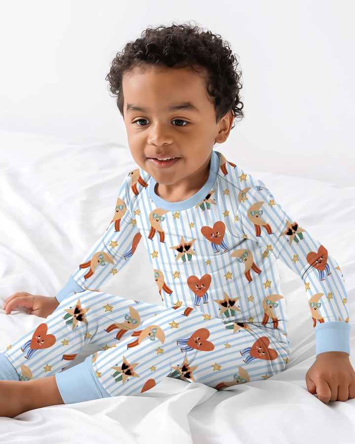 Zweiteiliges Langarm-Pyjama-Set mit Sommerfrüchten