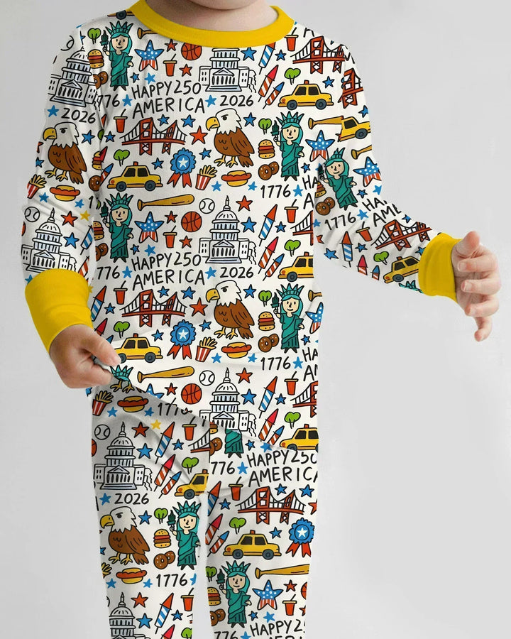 Zweiteiliges Langarm-Pyjama-Set mit Sommerfrüchten