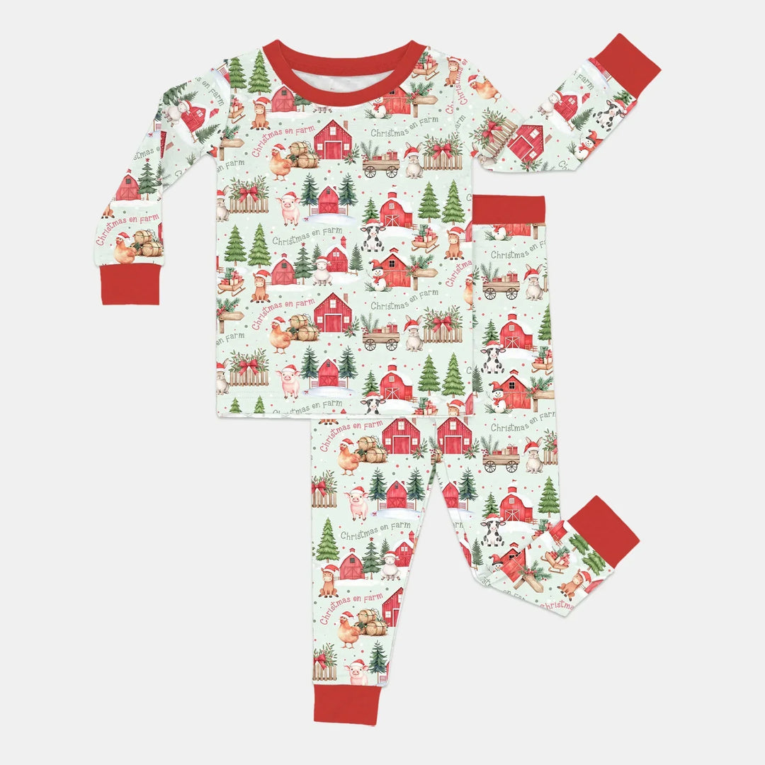 Zweiteiliges Langarm-Pyjama-Set mit Sommerfrüchten