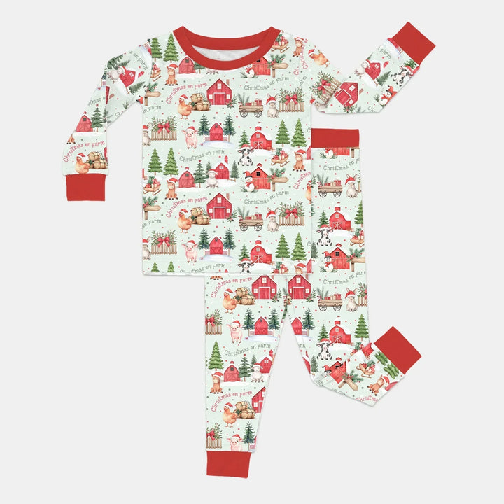 Zweiteiliges Langarm-Pyjama-Set mit Sommerfrüchten