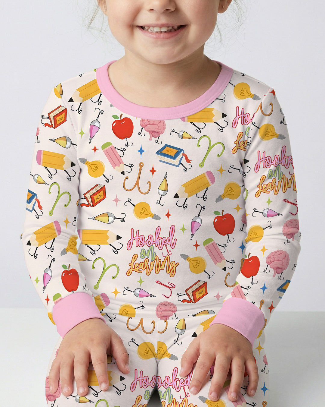 Hooked on Learning Bamboo Two Piece Long Sleeve Pajama Set