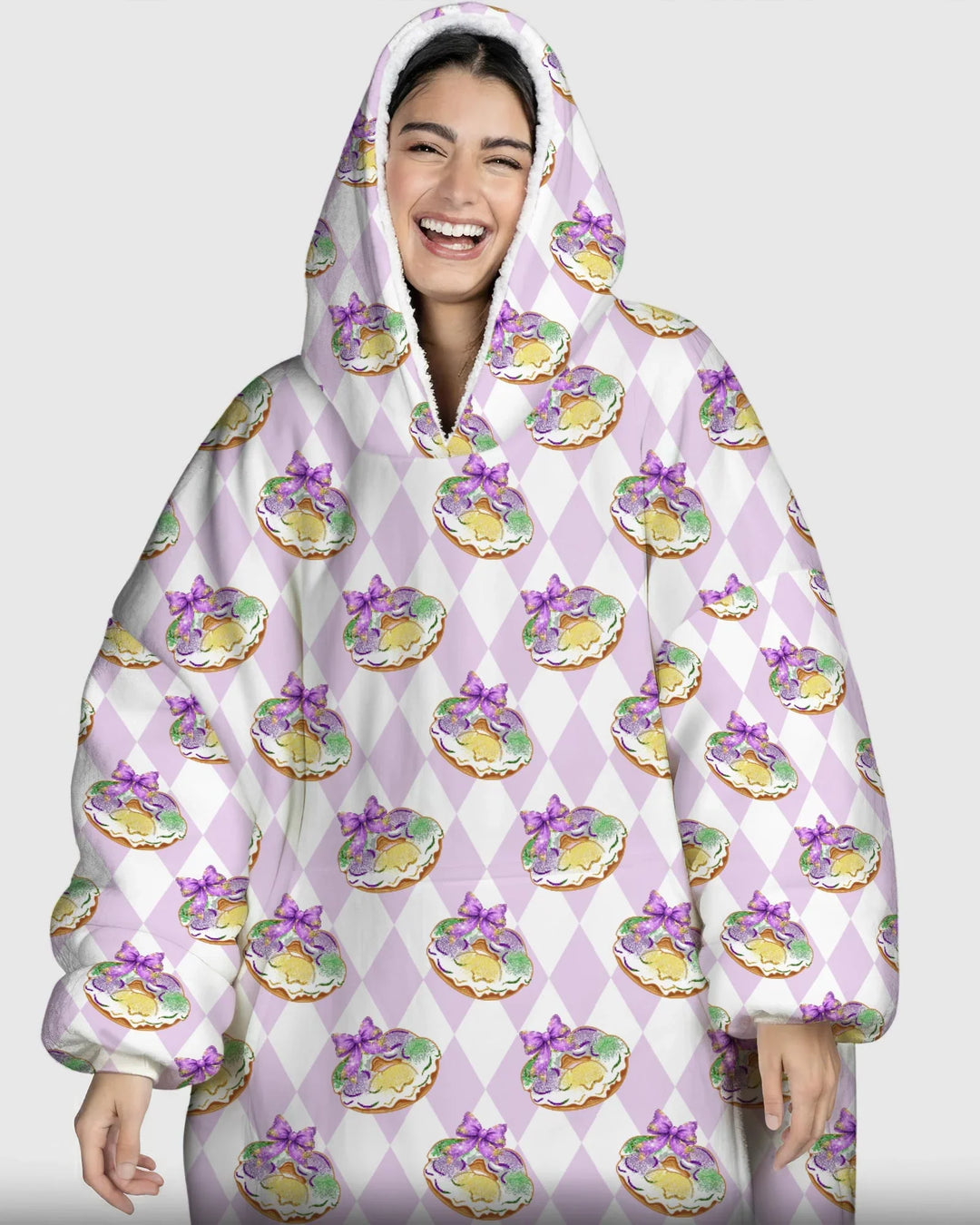 Mardi Gras Donut Tragbarer Bambus-Decken-Hoodie