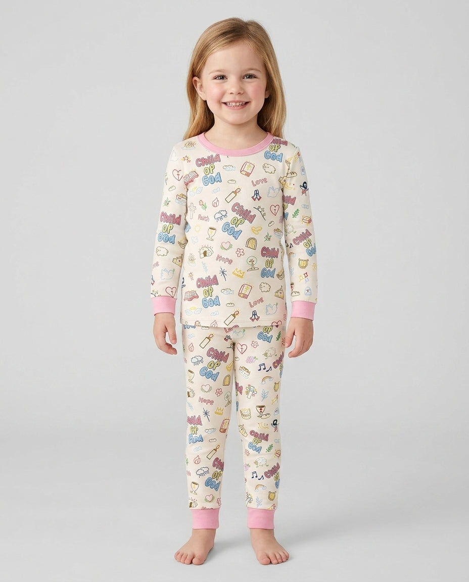 Zweiteiliges Langarm-Pyjama-Set mit Sommerfrüchten