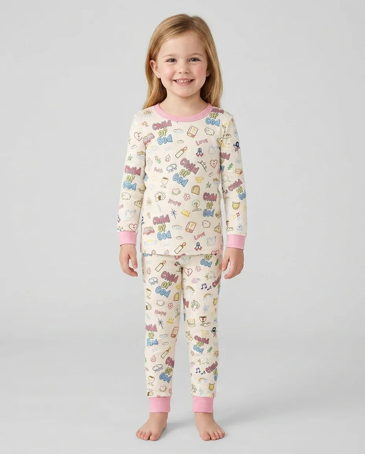 Zweiteiliges Langarm-Pyjama-Set mit Sommerfrüchten