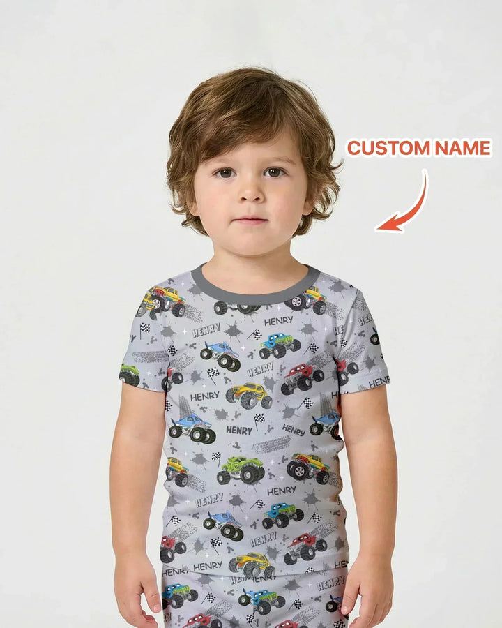 Zweiteiliges Pyjama-Set mit kurzen Ärmeln und Shorts im Sommer-Design