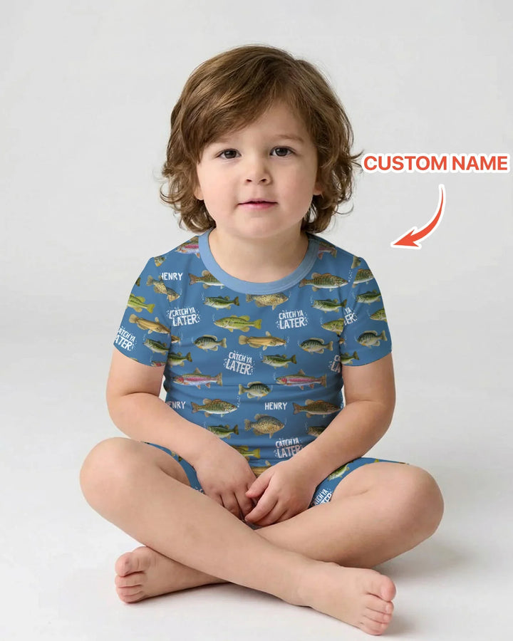 Zweiteiliges Pyjama-Set mit kurzen Ärmeln und Shorts im Sommer-Design
