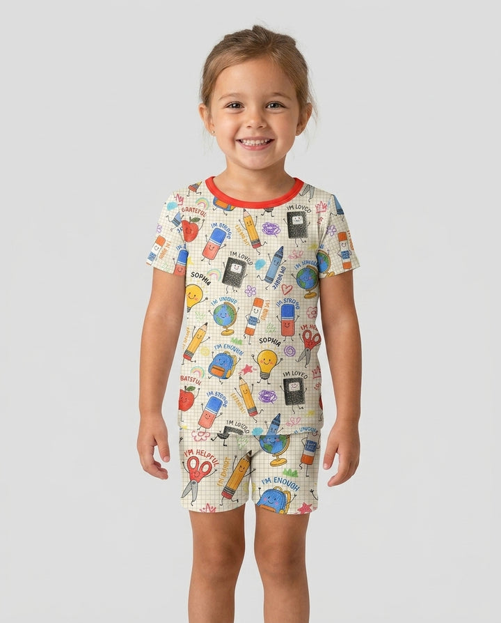 Schlafanzug-Set zweiteilig, kurze Ärmel, kurze Hose, Bambus