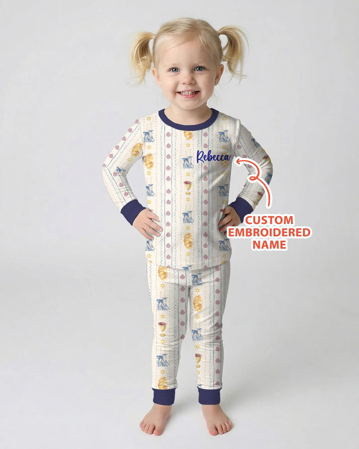 Zweiteiliges Langarm-Pyjama-Set mit Sommerfrüchten