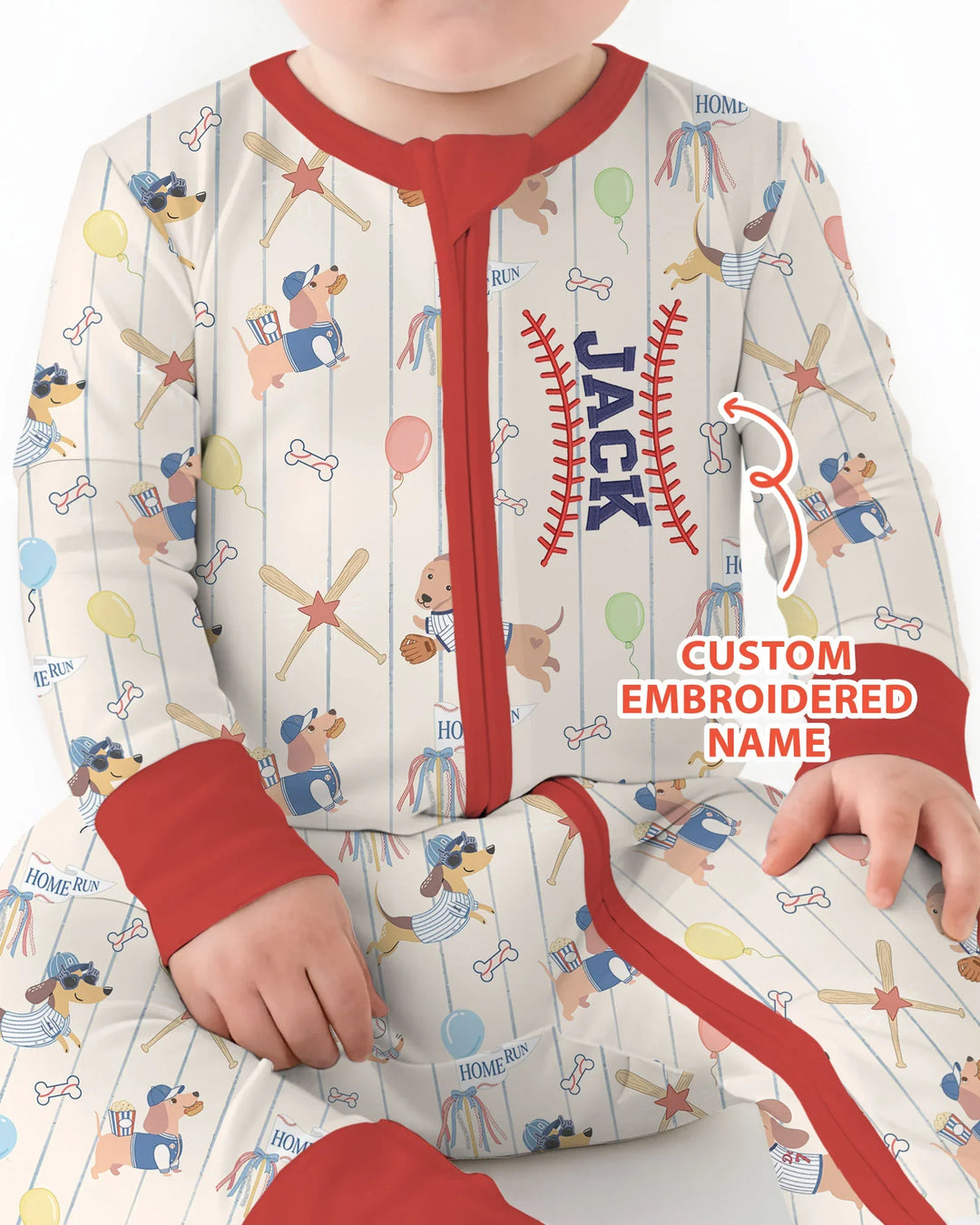 Personalized Embroidered Name Dachshund Baseball Bamboo Convertible Zippy