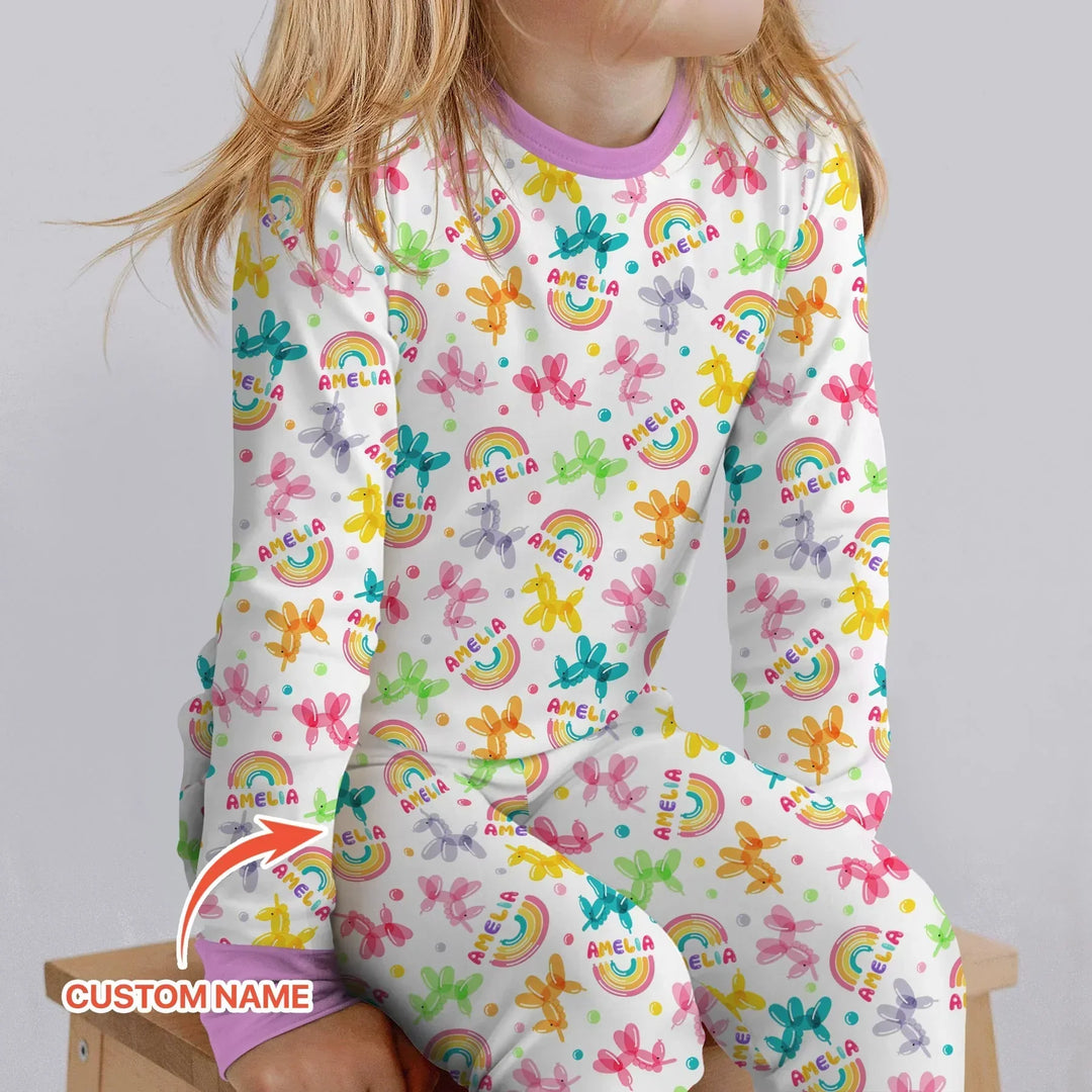 Zweiteiliges Langarm-Pyjama-Set mit Sommerfrüchten