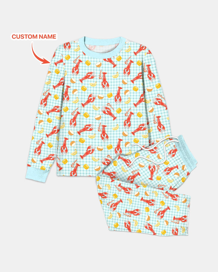 Custom Name Preppy Crawfish Season Bamboo Men's Pajama Set