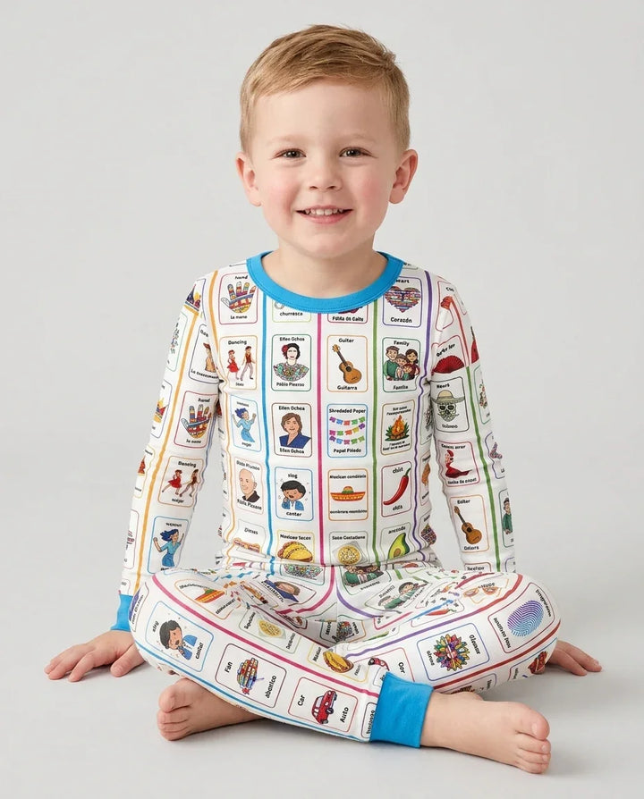 Zweiteiliges Langarm-Pyjama-Set mit Sommerfrüchten