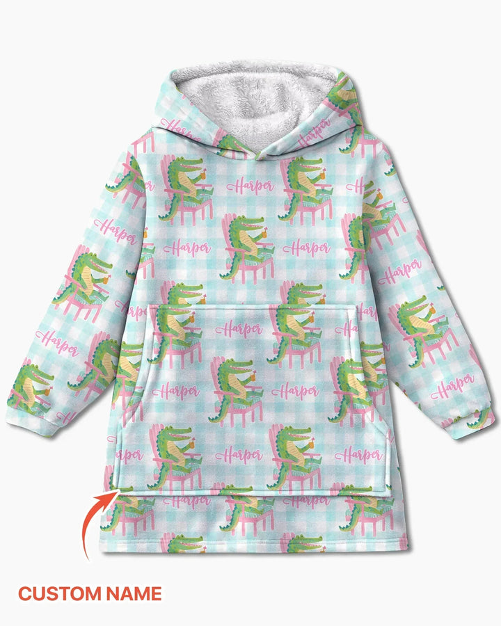 Personalisierbarer Name Preppy Later Gator Bambus Decken-Hoodie