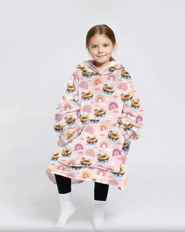 Arche Noah & Gottes Regenbogenversprechen Tragbarer Hoodie aus Bambus-Decke