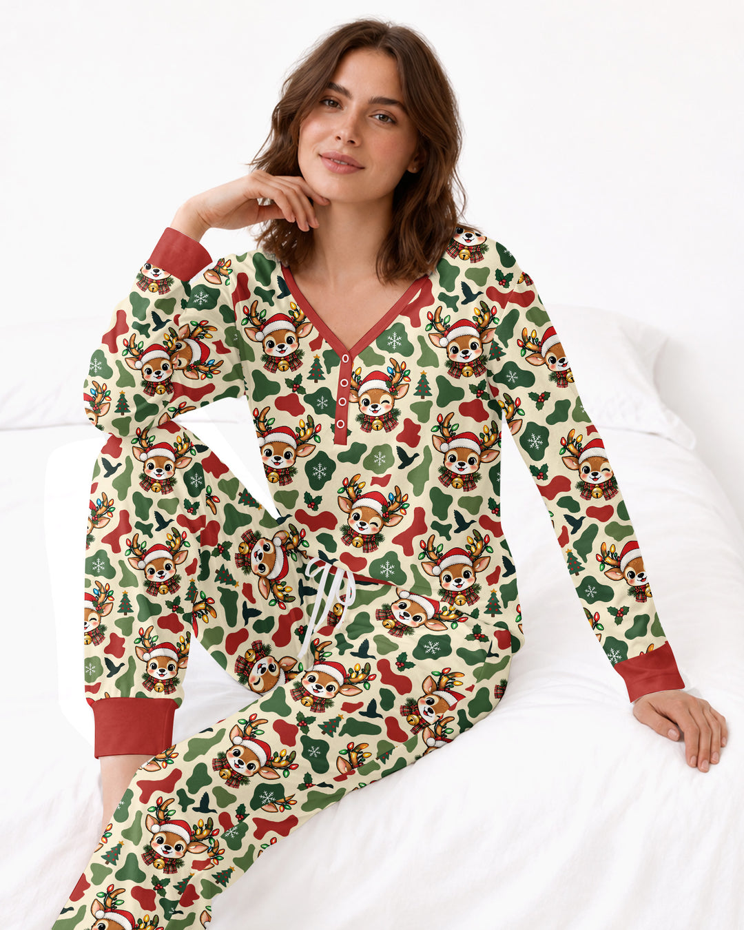 Christmas Deer Hunting Camo Bamboo Women Pajama Set