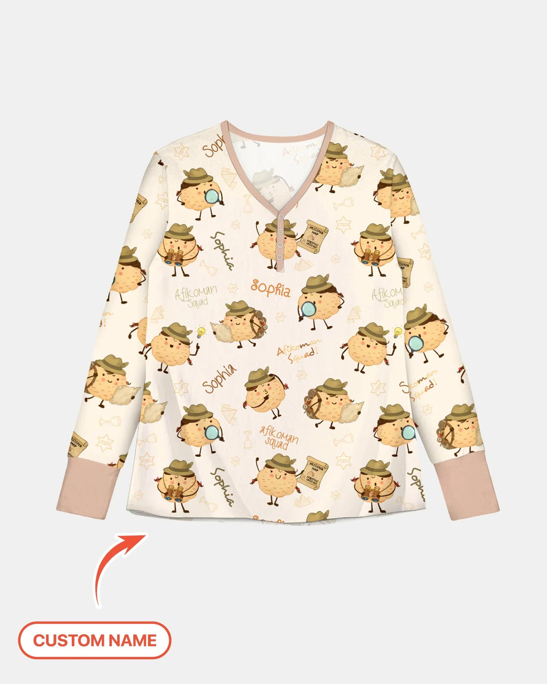 Custom Name Passover Afikoman Bamboo Women Pajama Set