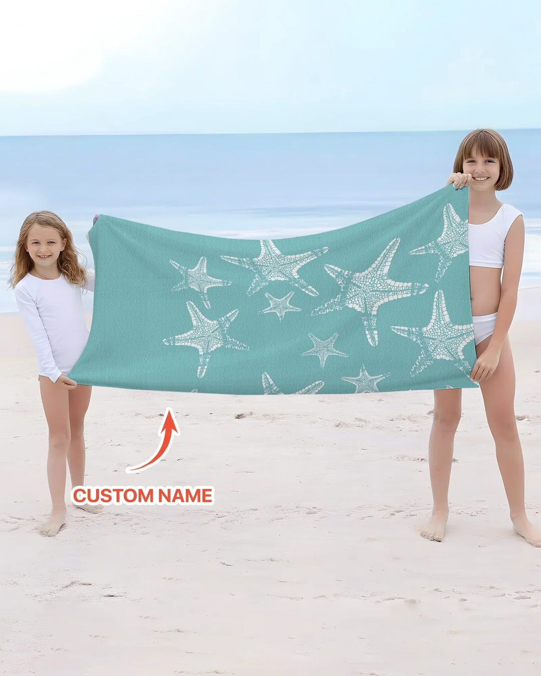 Personalisiertes Seestern-Bambus-Strandtuch mit Namen