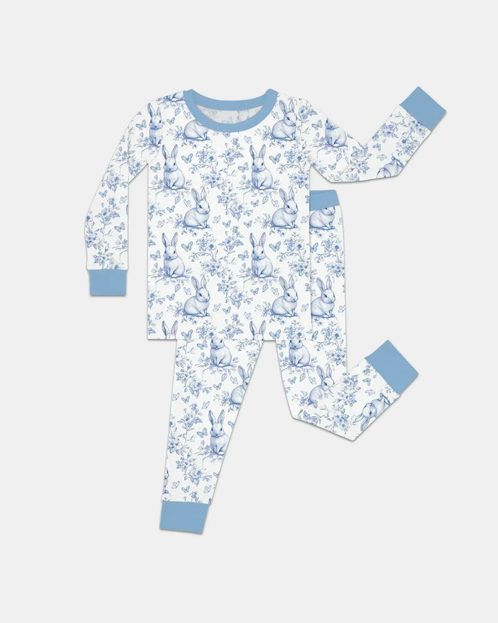 Easter Chinoiserie Toile de Jouy Bamboo Two Piece Long Sleeve Pajama Set
