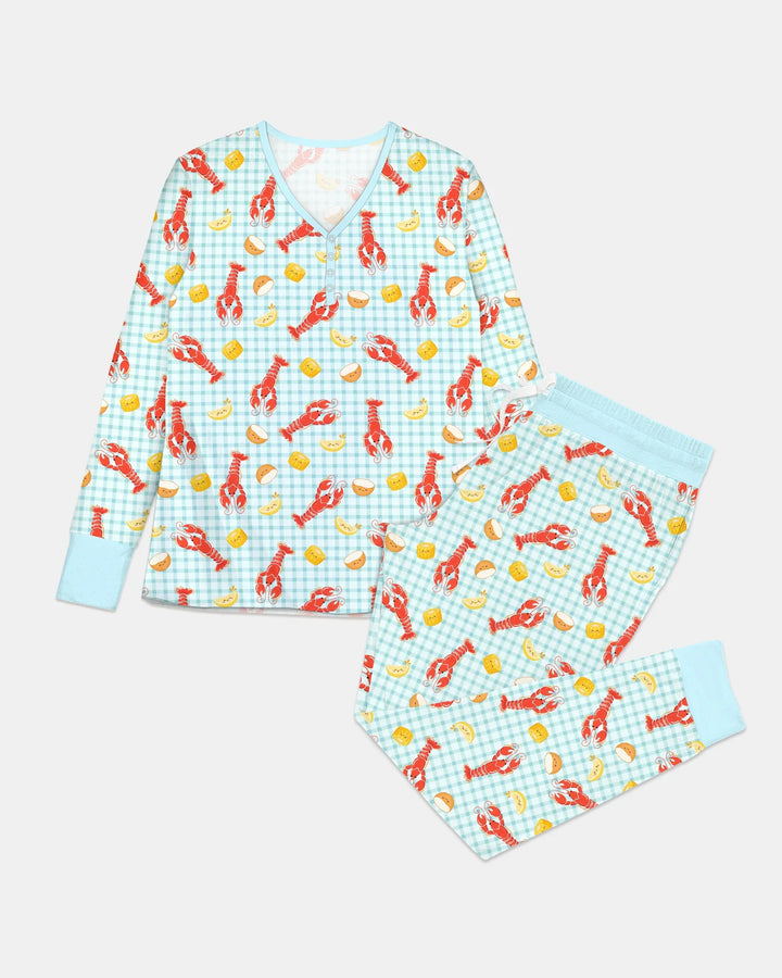 Preppy Langusten-Saison Bambus Damen Schlafanzug-Set