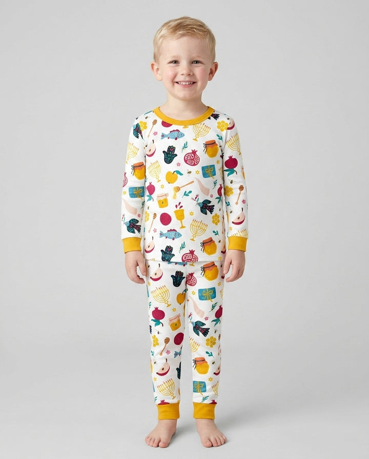 Zweiteiliges Langarm-Pyjama-Set mit Sommerfrüchten