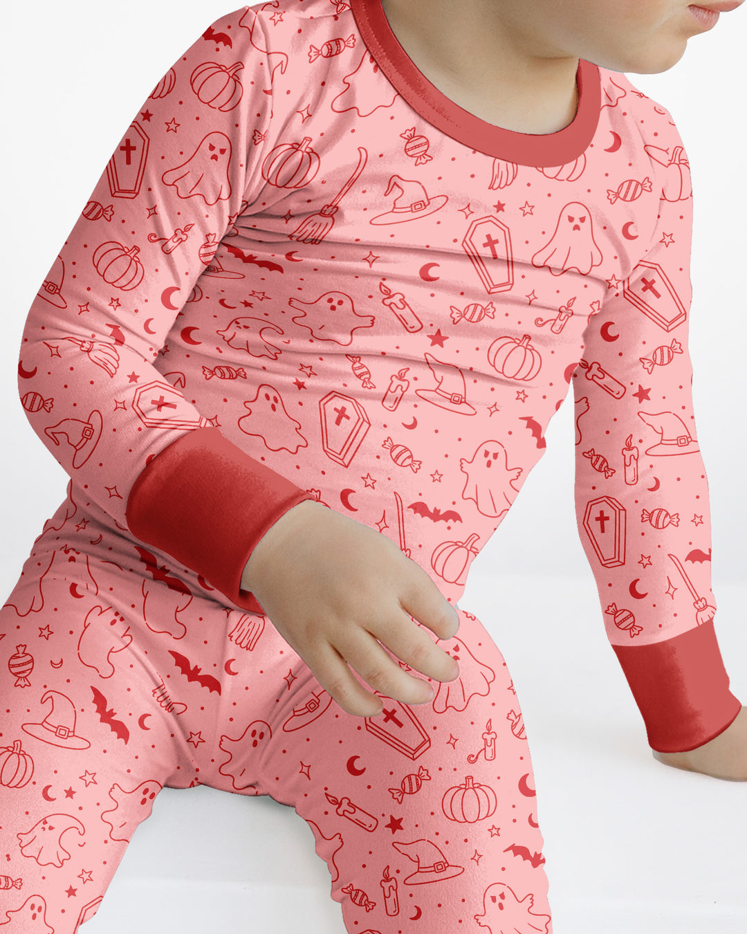Cute Aesthetic Spooky Halloween Boo Bamboo Two Piece Long Sleeve Pajama Set