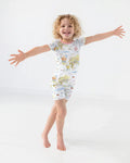 Whimsical World Map Family Matching Bamboo Two Piece Short Sleeve Shorts Pajama Set