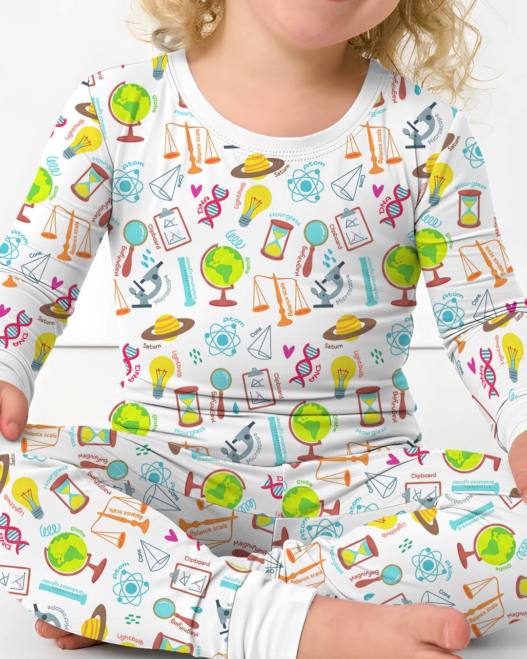 Tiny Scientist Explores The World Bamboo Two Piece Long Sleeve Pajama Set