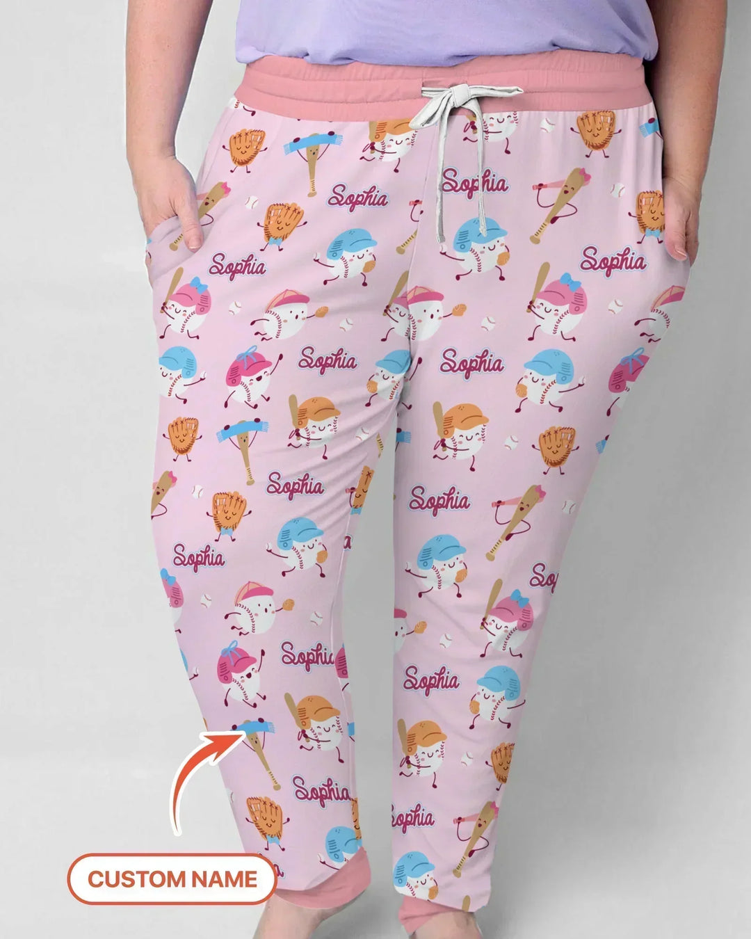 Kundenspezifischer Name Ballparl Familie Passender Bambus Damen Pyjama Set