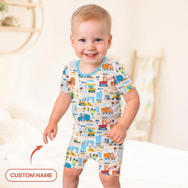 Zweiteiliges Pyjama-Set mit kurzen Ärmeln und Shorts im Sommer-Design