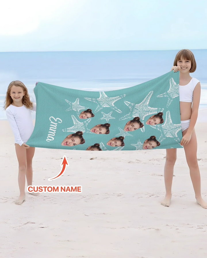 Personalisiertes Seestern-Bambus-Strandtuch mit Namen