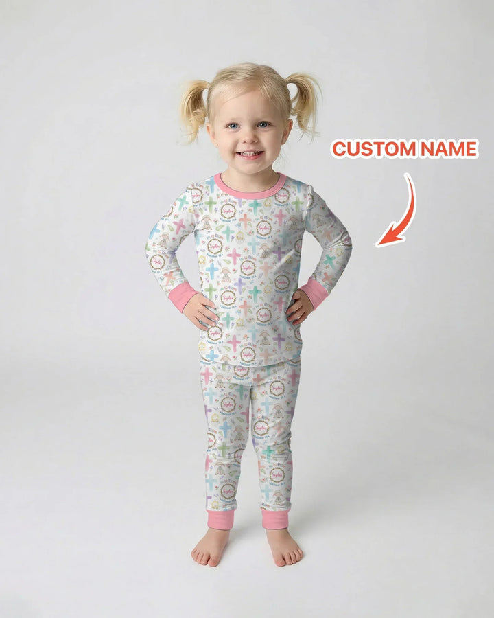 Zweiteiliges Langarm-Pyjama-Set mit Sommerfrüchten