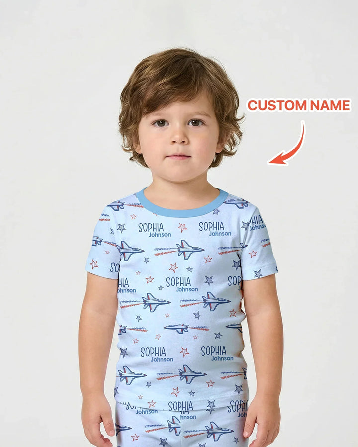 Zweiteiliges Pyjama-Set mit kurzen Ärmeln und Shorts im Sommer-Design