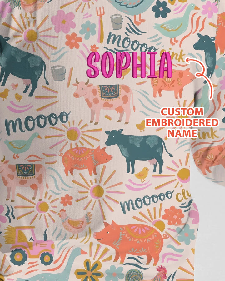 Zweiteiliges Langarm-Pyjama-Set mit Sommerfrüchten