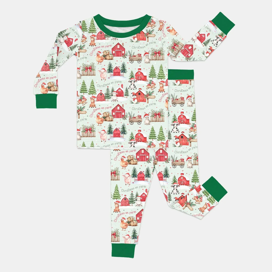 Zweiteiliges Langarm-Pyjama-Set mit Sommerfrüchten