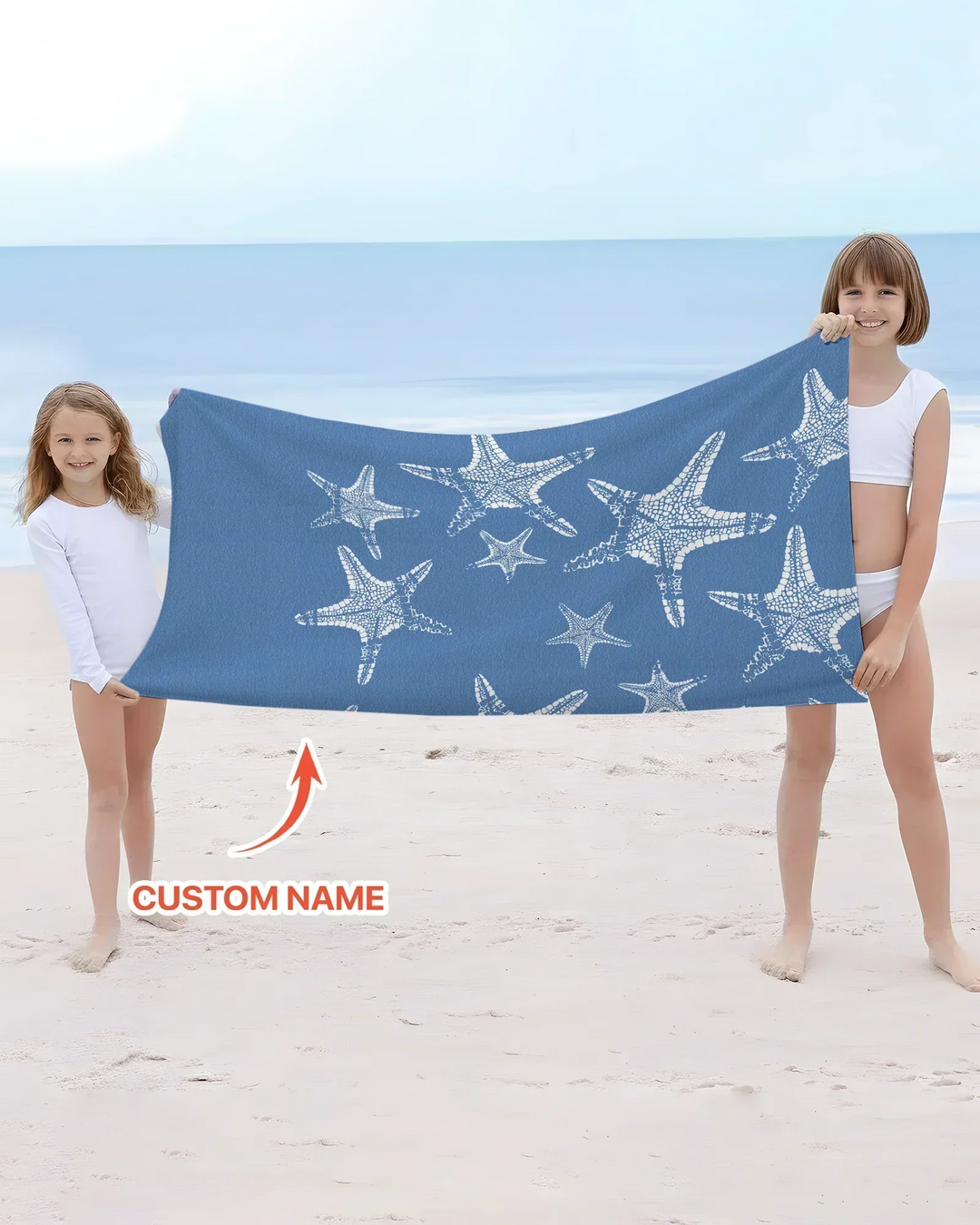 Personalisiertes Seestern-Bambus-Strandtuch mit Namen