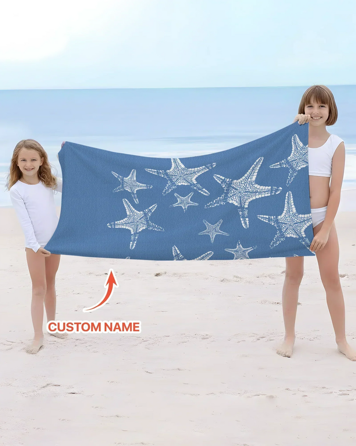 Personalisiertes Seestern-Bambus-Strandtuch mit Namen