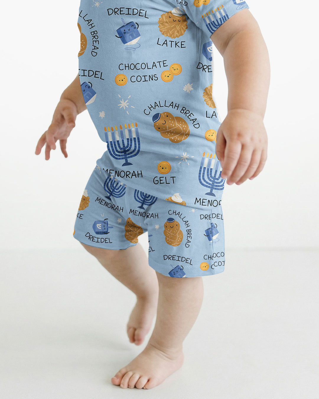 Family Hanukkah Matching Bamboo Two Piece Short Sleeve Shorts Pajama Set