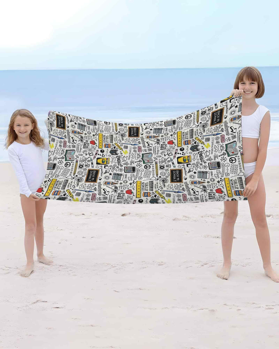 School Days Doodles Bamboo Beach Towel