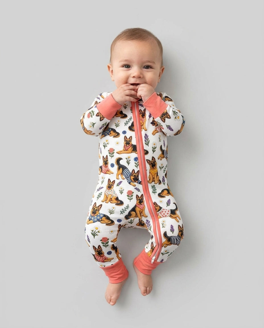 Floral German Shepherds Bamboo Convertible Zippy