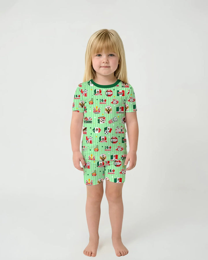 Schlafanzug-Set zweiteilig, kurze Ärmel, kurze Hose, Bambus