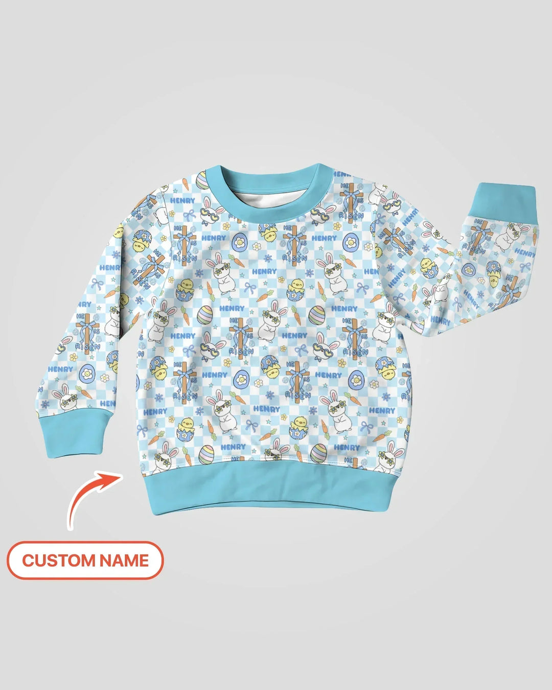 Custom Name Retro Easter Bamboo Crewneck Sweatshirt