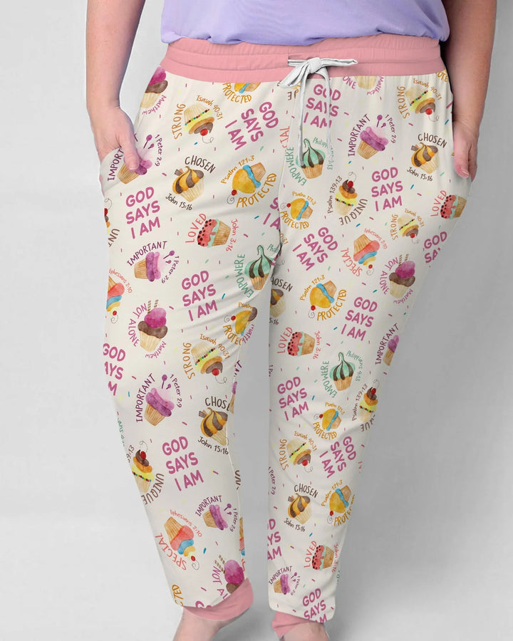 Niedliches Cupcake-Gott-sagt-ich-bin-Bambus-Damen-Pyjama-Set